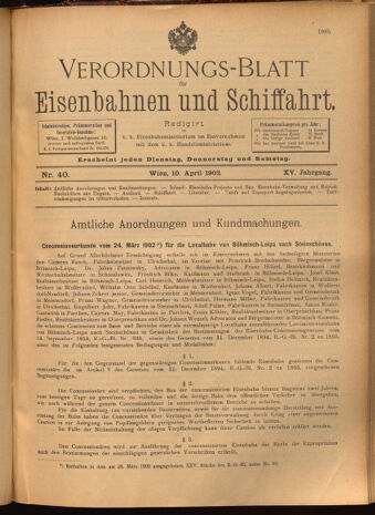 Verordnungs-Blatt für Eisenbahnen und Schiffahrt: Veröffentlichungen in Tarif- und Transport-Angelegenheiten 19020410 Seite: 1