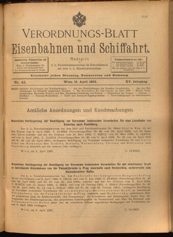 Verordnungs-Blatt für Eisenbahnen und Schiffahrt: Veröffentlichungen in Tarif- und Transport-Angelegenheiten 19020415 Seite: 1