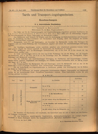 Verordnungs-Blatt für Eisenbahnen und Schiffahrt: Veröffentlichungen in Tarif- und Transport-Angelegenheiten 19020415 Seite: 13