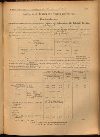 Verordnungs-Blatt für Eisenbahnen und Schiffahrt: Veröffentlichungen in Tarif- und Transport-Angelegenheiten 19020419 Seite: 11