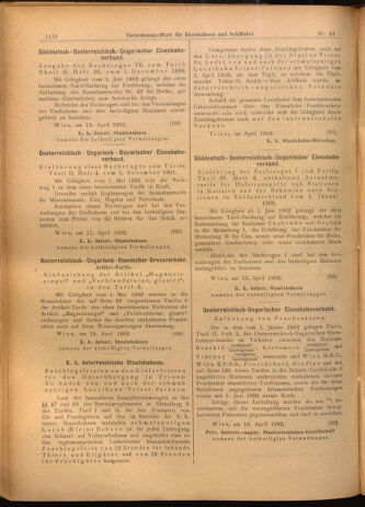 Verordnungs-Blatt für Eisenbahnen und Schiffahrt: Veröffentlichungen in Tarif- und Transport-Angelegenheiten 19020419 Seite: 14