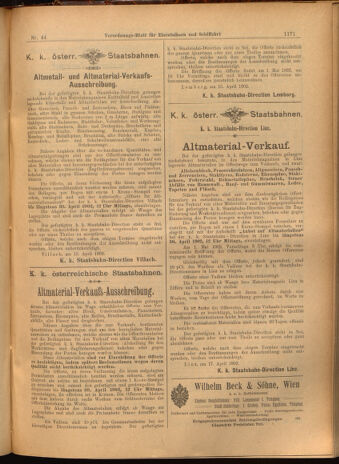 Verordnungs-Blatt für Eisenbahnen und Schiffahrt: Veröffentlichungen in Tarif- und Transport-Angelegenheiten 19020419 Seite: 15