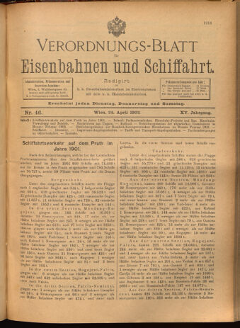 Verordnungs-Blatt für Eisenbahnen und Schiffahrt: Veröffentlichungen in Tarif- und Transport-Angelegenheiten 19020424 Seite: 1