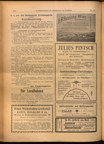 Verordnungs-Blatt für Eisenbahnen und Schiffahrt: Veröffentlichungen in Tarif- und Transport-Angelegenheiten 19020429 Seite: 12