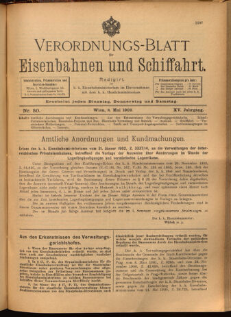 Verordnungs-Blatt für Eisenbahnen und Schiffahrt: Veröffentlichungen in Tarif- und Transport-Angelegenheiten 19020503 Seite: 1