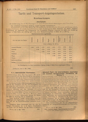 Verordnungs-Blatt für Eisenbahnen und Schiffahrt: Veröffentlichungen in Tarif- und Transport-Angelegenheiten 19020508 Seite: 7