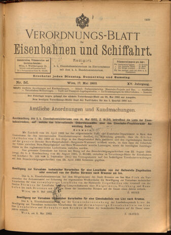 Verordnungs-Blatt für Eisenbahnen und Schiffahrt: Veröffentlichungen in Tarif- und Transport-Angelegenheiten