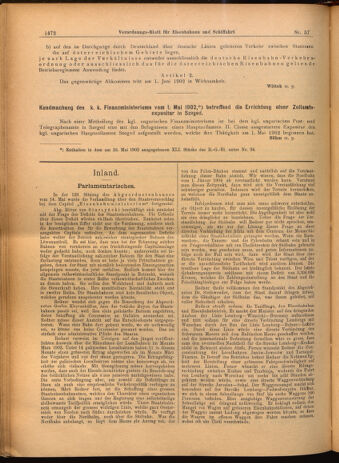 Verordnungs-Blatt für Eisenbahnen und Schiffahrt: Veröffentlichungen in Tarif- und Transport-Angelegenheiten 19020522 Seite: 20