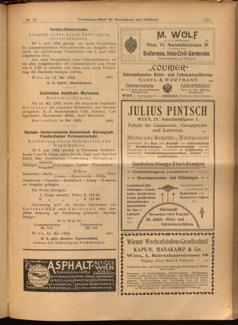 Verordnungs-Blatt für Eisenbahnen und Schiffahrt: Veröffentlichungen in Tarif- und Transport-Angelegenheiten 19020522 Seite: 27