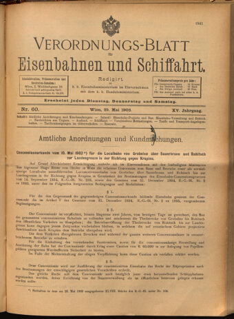 Verordnungs-Blatt für Eisenbahnen und Schiffahrt: Veröffentlichungen in Tarif- und Transport-Angelegenheiten 19020529 Seite: 1