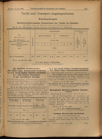 Verordnungs-Blatt für Eisenbahnen und Schiffahrt: Veröffentlichungen in Tarif- und Transport-Angelegenheiten 19020603 Seite: 11