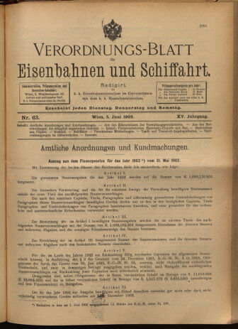 Verordnungs-Blatt für Eisenbahnen und Schiffahrt: Veröffentlichungen in Tarif- und Transport-Angelegenheiten 19020605 Seite: 1