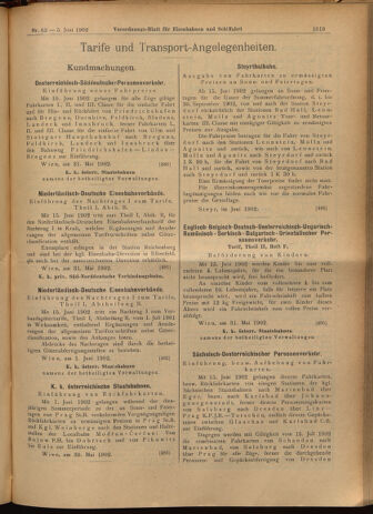 Verordnungs-Blatt für Eisenbahnen und Schiffahrt: Veröffentlichungen in Tarif- und Transport-Angelegenheiten 19020605 Seite: 19