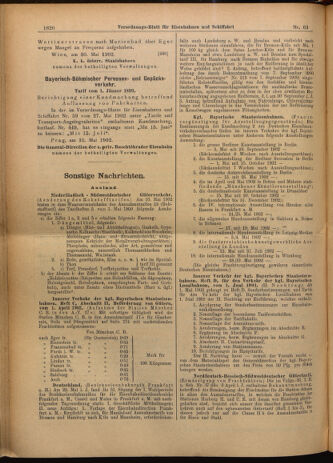 Verordnungs-Blatt für Eisenbahnen und Schiffahrt: Veröffentlichungen in Tarif- und Transport-Angelegenheiten 19020605 Seite: 20