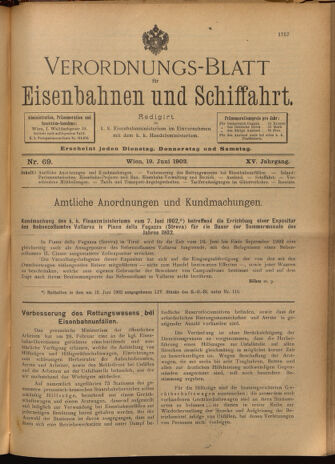 Verordnungs-Blatt für Eisenbahnen und Schiffahrt: Veröffentlichungen in Tarif- und Transport-Angelegenheiten 19020619 Seite: 1