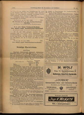 Verordnungs-Blatt für Eisenbahnen und Schiffahrt: Veröffentlichungen in Tarif- und Transport-Angelegenheiten 19020619 Seite: 20