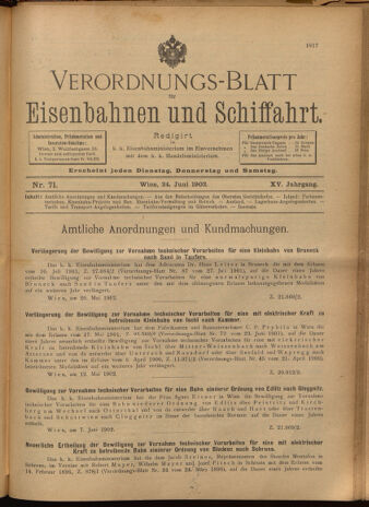 Verordnungs-Blatt für Eisenbahnen und Schiffahrt: Veröffentlichungen in Tarif- und Transport-Angelegenheiten 19020624 Seite: 1