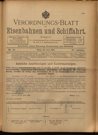 Verordnungs-Blatt für Eisenbahnen und Schiffahrt: Veröffentlichungen in Tarif- und Transport-Angelegenheiten 19020626 Seite: 1