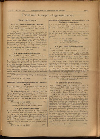 Verordnungs-Blatt für Eisenbahnen und Schiffahrt: Veröffentlichungen in Tarif- und Transport-Angelegenheiten 19020626 Seite: 13