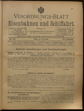 Verordnungs-Blatt für Eisenbahnen und Schiffahrt: Veröffentlichungen in Tarif- und Transport-Angelegenheiten 19020710 Seite: 1