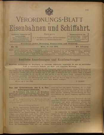 Verordnungs-Blatt für Eisenbahnen und Schiffahrt: Veröffentlichungen in Tarif- und Transport-Angelegenheiten 19020717 Seite: 1