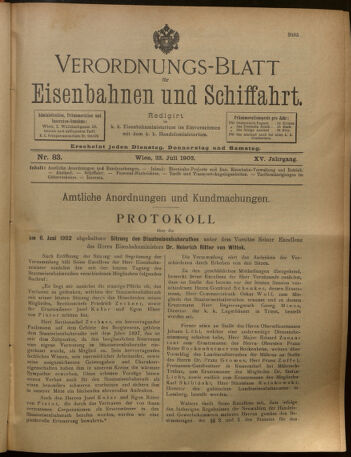 Verordnungs-Blatt für Eisenbahnen und Schiffahrt: Veröffentlichungen in Tarif- und Transport-Angelegenheiten 19020722 Seite: 1