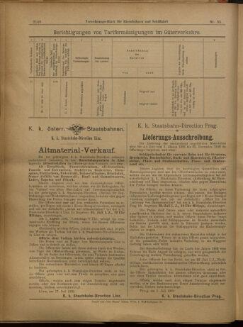 Verordnungs-Blatt für Eisenbahnen und Schiffahrt: Veröffentlichungen in Tarif- und Transport-Angelegenheiten 19020726 Seite: 20