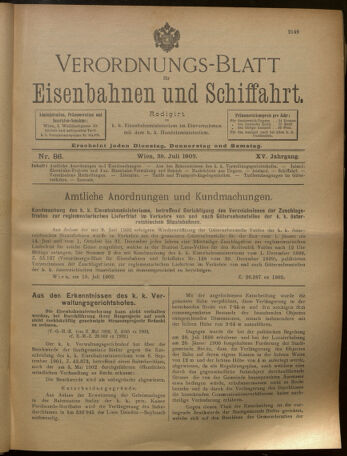 Verordnungs-Blatt für Eisenbahnen und Schiffahrt: Veröffentlichungen in Tarif- und Transport-Angelegenheiten 19020729 Seite: 1