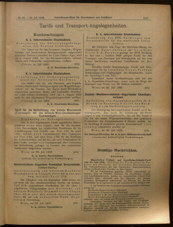 Verordnungs-Blatt für Eisenbahnen und Schiffahrt: Veröffentlichungen in Tarif- und Transport-Angelegenheiten 19020729 Seite: 9