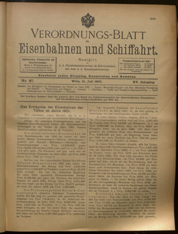 Verordnungs-Blatt für Eisenbahnen und Schiffahrt: Veröffentlichungen in Tarif- und Transport-Angelegenheiten 19020731 Seite: 1