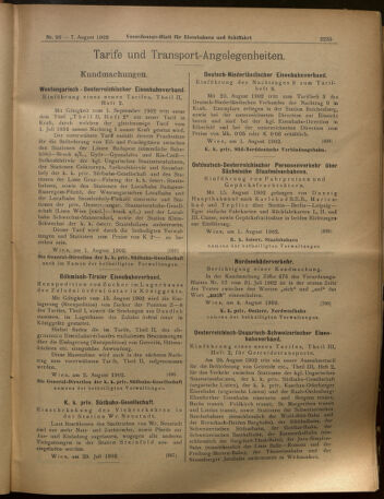 Verordnungs-Blatt für Eisenbahnen und Schiffahrt: Veröffentlichungen in Tarif- und Transport-Angelegenheiten 19020807 Seite: 11