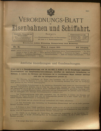 Verordnungs-Blatt für Eisenbahnen und Schiffahrt: Veröffentlichungen in Tarif- und Transport-Angelegenheiten 19020809 Seite: 1