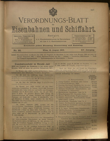 Verordnungs-Blatt für Eisenbahnen und Schiffahrt: Veröffentlichungen in Tarif- und Transport-Angelegenheiten 19020812 Seite: 1