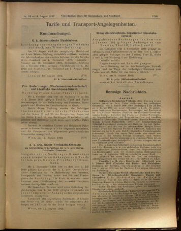 Verordnungs-Blatt für Eisenbahnen und Schiffahrt: Veröffentlichungen in Tarif- und Transport-Angelegenheiten 19020814 Seite: 16