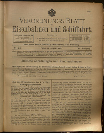 Verordnungs-Blatt für Eisenbahnen und Schiffahrt: Veröffentlichungen in Tarif- und Transport-Angelegenheiten 19020819 Seite: 1