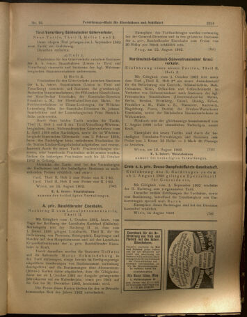 Verordnungs-Blatt für Eisenbahnen und Schiffahrt: Veröffentlichungen in Tarif- und Transport-Angelegenheiten 19020819 Seite: 15