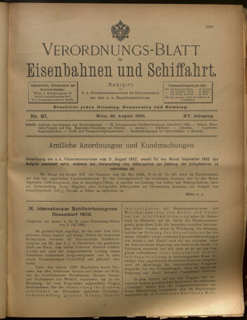 Verordnungs-Blatt für Eisenbahnen und Schiffahrt: Veröffentlichungen in Tarif- und Transport-Angelegenheiten 19020826 Seite: 1