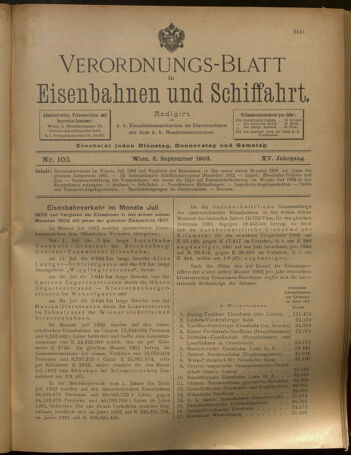 Verordnungs-Blatt für Eisenbahnen und Schiffahrt: Veröffentlichungen in Tarif- und Transport-Angelegenheiten 19020906 Seite: 1