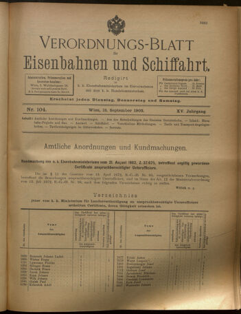 Verordnungs-Blatt für Eisenbahnen und Schiffahrt: Veröffentlichungen in Tarif- und Transport-Angelegenheiten 19020913 Seite: 1