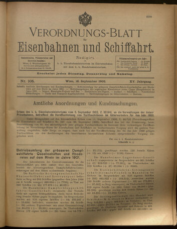 Verordnungs-Blatt für Eisenbahnen und Schiffahrt: Veröffentlichungen in Tarif- und Transport-Angelegenheiten 19020916 Seite: 1