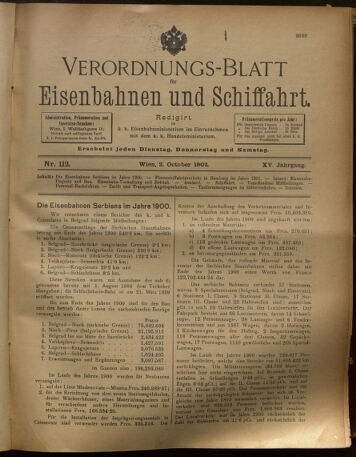 Verordnungs-Blatt für Eisenbahnen und Schiffahrt: Veröffentlichungen in Tarif- und Transport-Angelegenheiten 19021002 Seite: 1