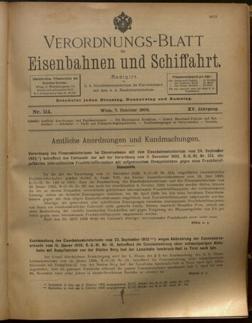 Verordnungs-Blatt für Eisenbahnen und Schiffahrt: Veröffentlichungen in Tarif- und Transport-Angelegenheiten 19021007 Seite: 1