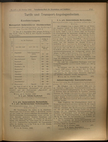 Verordnungs-Blatt für Eisenbahnen und Schiffahrt: Veröffentlichungen in Tarif- und Transport-Angelegenheiten 19021014 Seite: 11