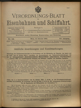 Verordnungs-Blatt für Eisenbahnen und Schiffahrt: Veröffentlichungen in Tarif- und Transport-Angelegenheiten 19021016 Seite: 1