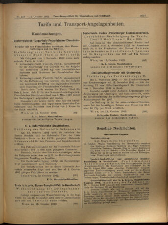 Verordnungs-Blatt für Eisenbahnen und Schiffahrt: Veröffentlichungen in Tarif- und Transport-Angelegenheiten 19021016 Seite: 21