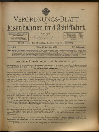 Verordnungs-Blatt für Eisenbahnen und Schiffahrt: Veröffentlichungen in Tarif- und Transport-Angelegenheiten 19021018 Seite: 1