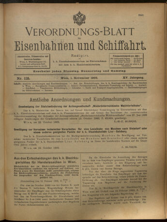 Verordnungs-Blatt für Eisenbahnen und Schiffahrt: Veröffentlichungen in Tarif- und Transport-Angelegenheiten 19021101 Seite: 1