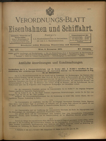 Verordnungs-Blatt für Eisenbahnen und Schiffahrt: Veröffentlichungen in Tarif- und Transport-Angelegenheiten 19021106 Seite: 1