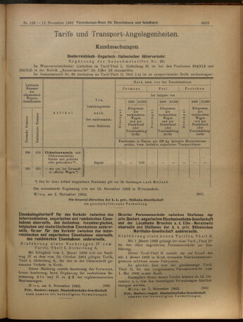 Verordnungs-Blatt für Eisenbahnen und Schiffahrt: Veröffentlichungen in Tarif- und Transport-Angelegenheiten 19021111 Seite: 13