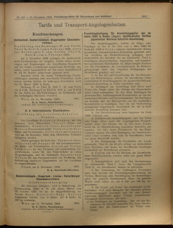 Verordnungs-Blatt für Eisenbahnen und Schiffahrt: Veröffentlichungen in Tarif- und Transport-Angelegenheiten 19021115 Seite: 8